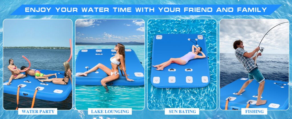 ROMELANDS portable floating platform with marine-grade D-rings