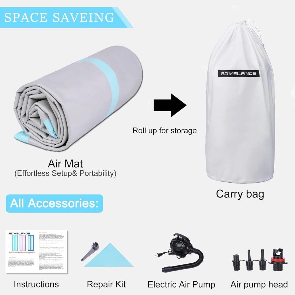 ROMELANDS portable tumble mat with pump and carrying bag